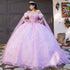 Women's Princess Butterfly Ball Gown – Off-Shoulder Tulle Quinceañera Dress with Beaded Corset and Sheer Sleeve 4/XS-16/3X