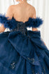 Womens Quinceañera Ball Gown with Beaded Corset, Off-Shoulder Tulle Sleeves & Glitter Skirt 4/XS-16/3X