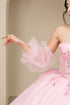 Womens Quinceañera Ball Gown with Beaded Corset, Off-Shoulder Tulle Sleeves & Glitter Skirt 4/XS-16/3X