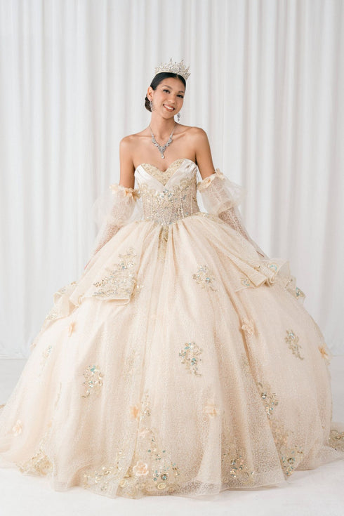 Enchanted Rose Princess Ball Gown – Crystal Embellished Quinceañera Dress 4/XS-16/3X