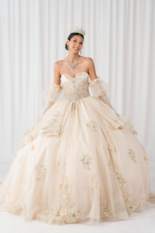 Enchanted Rose Princess Ball Gown – Crystal Embellished Quinceañera Dress 4/XS-16/3X
