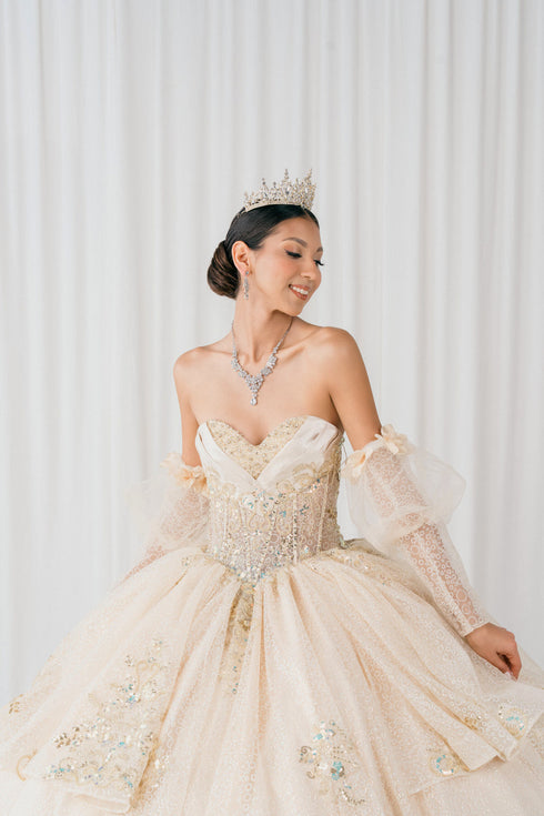 Enchanted Rose Princess Ball Gown – Crystal Embellished Quinceañera Dress 4/XS-16/3X