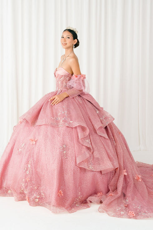 Enchanted Rose Princess Ball Gown – Crystal Embellished Quinceañera Dress 4/XS-16/3X
