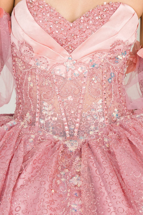 Enchanted Rose Princess Ball Gown – Crystal Embellished Quinceañera Dress 4/XS-16/3X