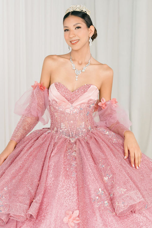 Enchanted Rose Princess Ball Gown – Crystal Embellished Quinceañera Dress 4/XS-16/3X