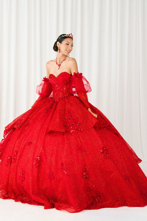 Enchanted Rose Princess Ball Gown – Crystal Embellished Quinceañera Dress 4/XS-16/3X