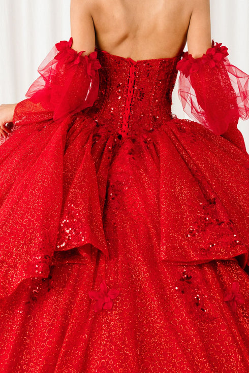 Enchanted Rose Princess Ball Gown – Crystal Embellished Quinceañera Dress 4/XS-16/3X