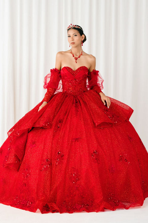 Enchanted Rose Princess Ball Gown – Crystal Embellished Quinceañera Dress 4/XS-16/3X