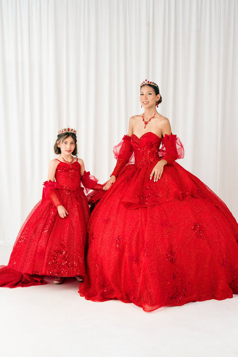 Enchanted Rose Princess Ball Gown – Crystal Embellished Quinceañera Dress 4/XS-16/3X