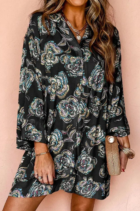 printed-button-up-three-quarter-sleeve-shirt-dress OhSoStyled - Sophia's Style-4