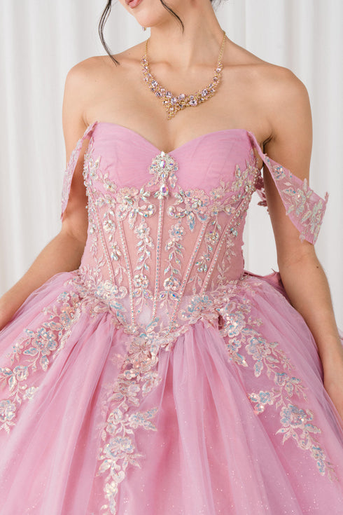 Womens Regal Quinceañera Ball Gown with Beaded Corset & Tulle Skirt 4/XS-16/3X