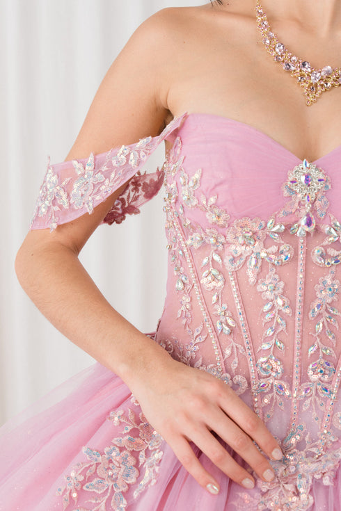 Womens Regal Quinceañera Ball Gown with Beaded Corset & Tulle Skirt 4/XS-16/3X