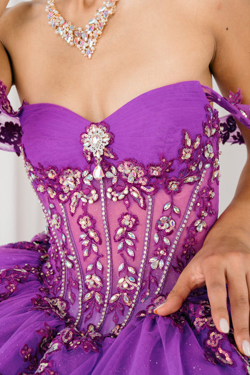 Womens Regal Quinceañera Ball Gown with Beaded Corset & Tulle Skirt 4/XS-16/3X