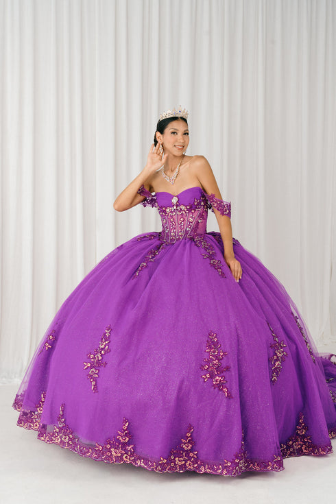 Womens Regal Quinceañera Ball Gown with Beaded Corset & Tulle Skirt 4/XS-16/3X