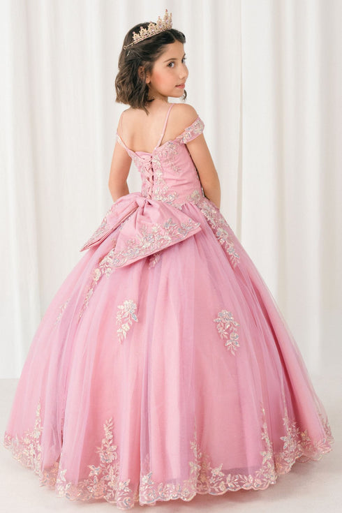 Girls Quinceañera & Flower Girl Ball Gown – Lace Appliqué Tulle Princess Dress 2-16