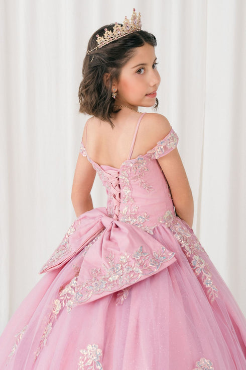Girls Quinceañera & Flower Girl Ball Gown – Lace Appliqué Tulle Princess Dress 2-16