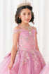 Girls Quinceañera & Flower Girl Ball Gown – Lace Appliqué Tulle Princess Dress 2-16