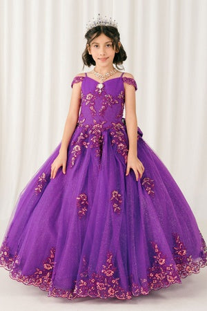 Girls Quinceañera & Flower Girl Ball Gown – Lace Appliqué Tulle Princess Dress 2-16