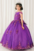Girls Quinceañera & Flower Girl Ball Gown – Lace Appliqué Tulle Princess Dress 2-16