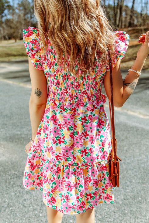 smocked-floral-v-neck-ruffled-cap-sleeve-dress OhSoStyled - Sophia's Style-4