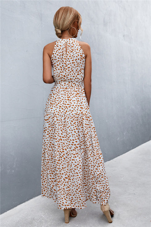 printed-sleeveless-tie-waist-maxi-dress Sophia's Trends - Sophia's Style-Black/Floral-L