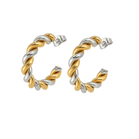 gilded-twist-mixed-metal-two-tone-hoop-earrings-Sophia's StyleEarrings-1