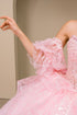 Women's Pink 3D Floral Sequin Off-Shoulder Quinceañera Ball Gown 4/XS-16/3X
