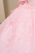 Women's Pink 3D Floral Sequin Off-Shoulder Quinceañera Ball Gown 4/XS-16/3X