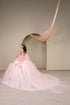 Women's Blush Pink Beaded Off-Shoulder Quinceañera Ball Gown 4/XS-16/3X