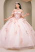 Women's Blush Pink Beaded Off-Shoulder Quinceañera Ball Gown 4/XS-16/3X