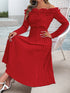 off-shoulder-ruffle-pleated-midi-dress-Sophia's Style-4