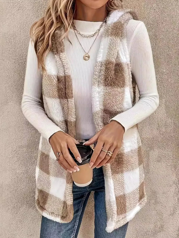 fuzzy-plaid-hooded-vest-coat-Sophia's Style-1