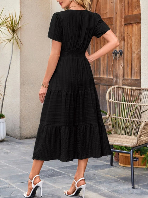 tiered-notched-short-sleeve-dress OhSoStyled at Sophia's Style-12