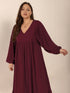 plus-size-ruffled-hem-v-neck-balloon-sleeve-dress OhSoStyled - Sophia's Style-6