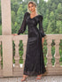 sequin-v-neck-lantern-sleeve-maxi-dress Sophia's Trends - Sophia's Style-Black-M
