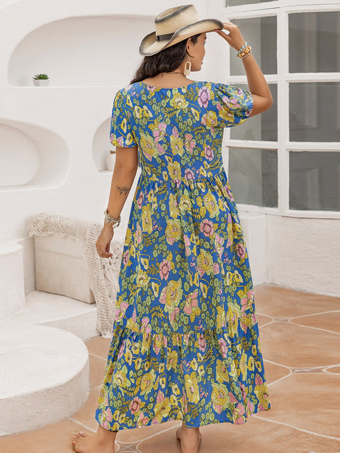 plus-size-printed-v-neck-short-sleeve-maxi-dress OhSoStyled - Sophia's Style-2