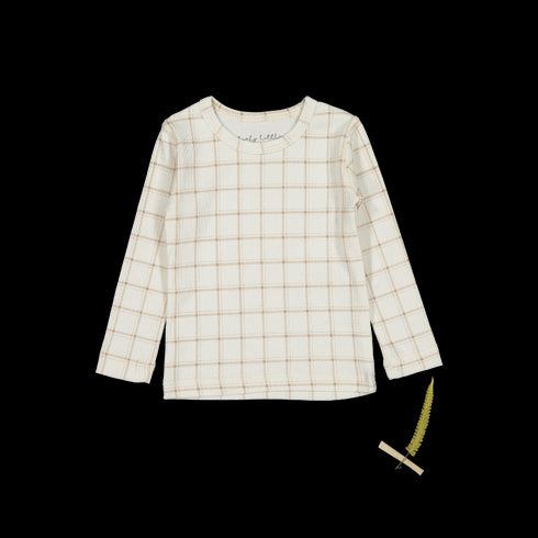 the-printed-long-sleeve-tee-tan-grid Lovely Littles - Sophia's StyleLong Sleeve Tee-1