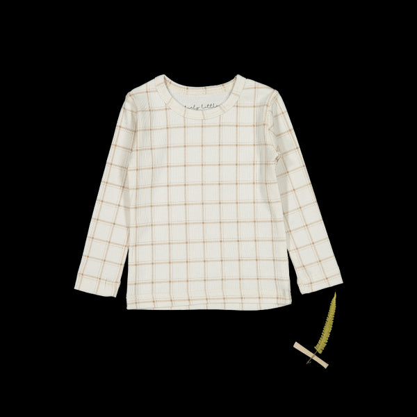 the-printed-long-sleeve-tee-tan-grid Lovely Littles - Sophia's StyleLong Sleeve Tee-1