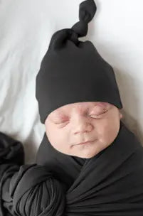 swaddle-blanket-and-hat-set-black-Sophia's StyleSwaddle Blankets & Hat / Headband Sets-1