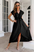 ruffled-surplice-tie-waist-slit-midi-dress Sophia's Trends - Sophia's Style--