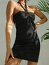 shiny-halter-neck-cutout-mini-dress Sophia's Trends - Sophia's Style-Black-XS