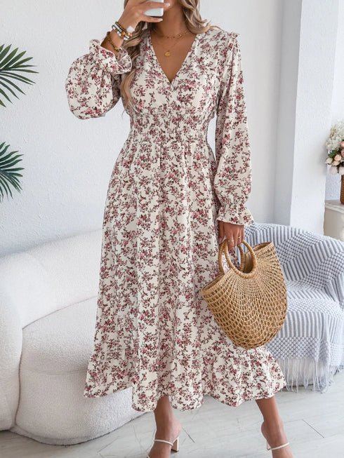 ruffled-floral-v-neck-flounce-sleeve-dress-OhSoStyled-Sophia's-Style-2