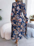 tied-printed-long-sleeve-midi-dress Sophia's Trends - Sophia's Style-Royal Blue-M