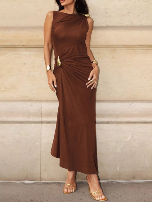 draped-sleeveless-bodycon-maxi-dress-with-metal-decorative-OhSoStyled-Sophia's-Style-2