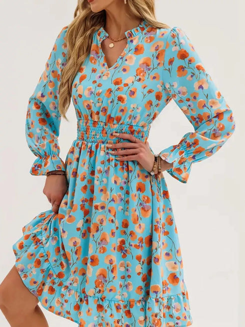 floral-notched-flounce-sleeve-dress-OhSoStyled-Sophia's-Style-9