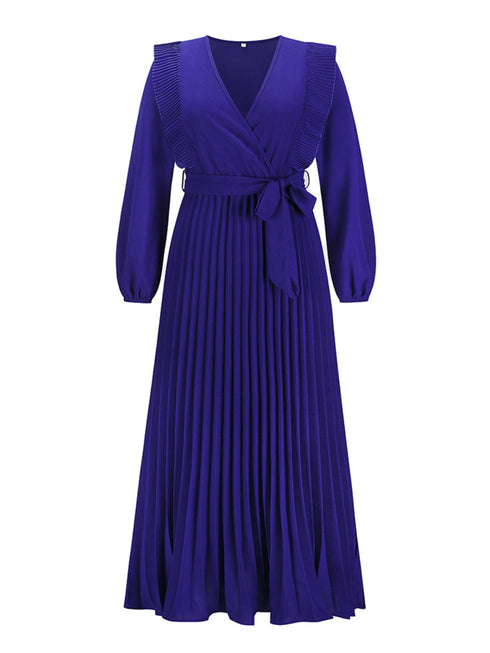 pleated-surplice-tie-waist-maxi-dress Sophia's Trends - Sophia's Style--