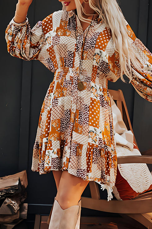 printed-collared-neck-three-quarter-sleeve-mini-shirt-dress OhSoStyled at Sophia's Style-2