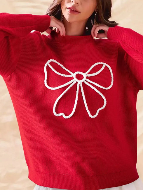 bow-embellished-ribbed-sweater-Sophia's Style-2