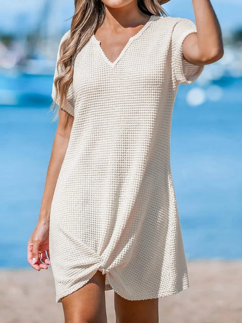 twisted-front-notched-short-sleeve-dress OhSoStyled at Sophia's Style-1