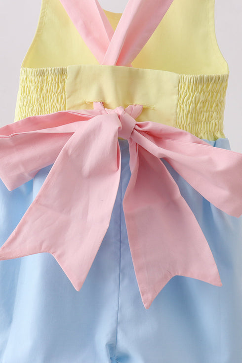 Yellow & blue ruffle bow bubble
